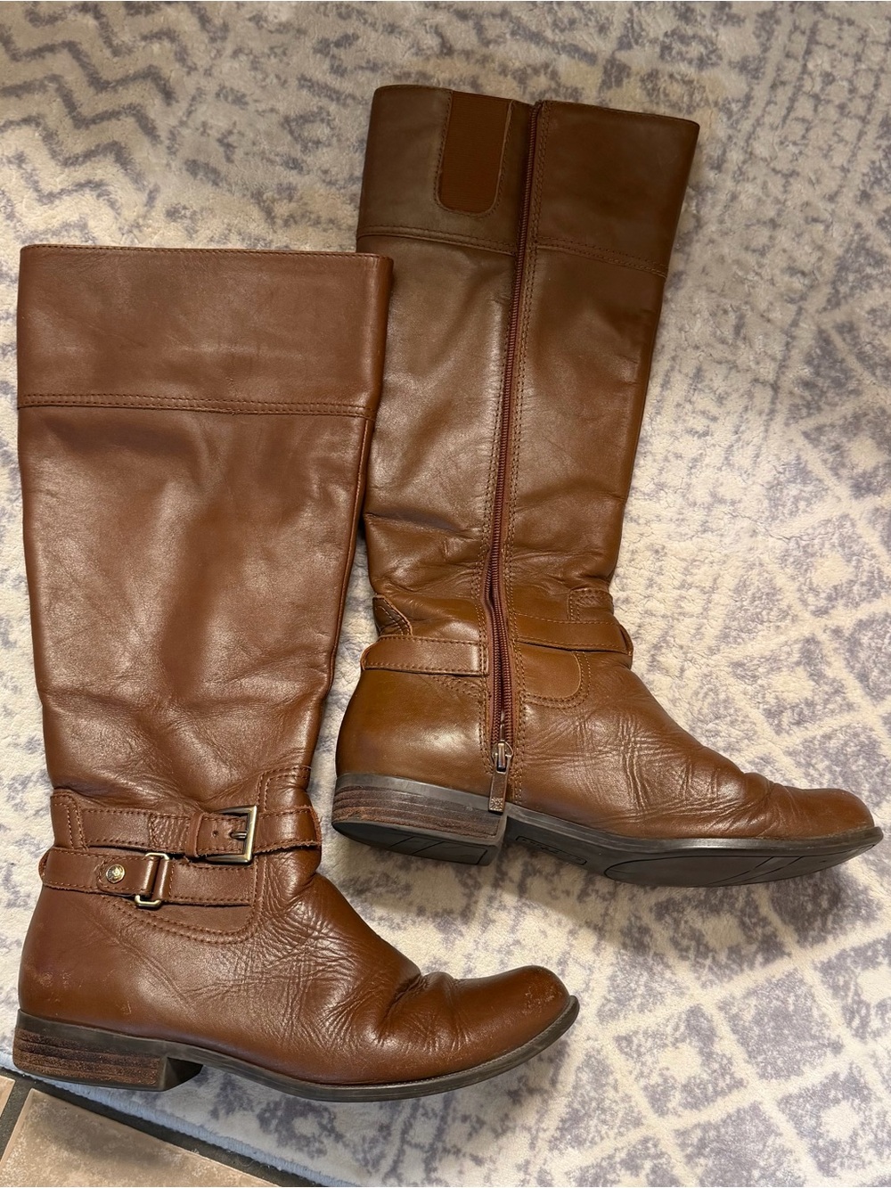Anne Klein Brown Leather Knee-High Boots size 9